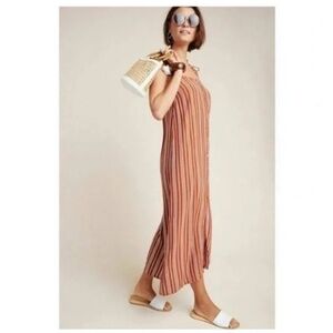 Anthropologie x Faithfull The Brand Brown Stripe Arietta Slip Maxi Dress